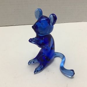 Pilgrim Art Glass Cobalt Blue Mouse Figurine 3.75" Tall Paperweight